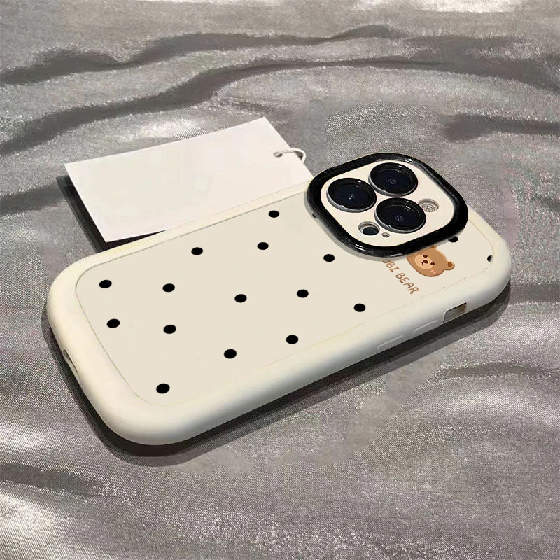 波点小熊苹果14promax手机壳iphone15全包11硅胶13pro高级12p软13