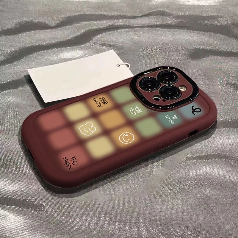 晕染彩色格子苹果15Pro手机壳iPhone14创意11/12时尚13/x软壳xr/8