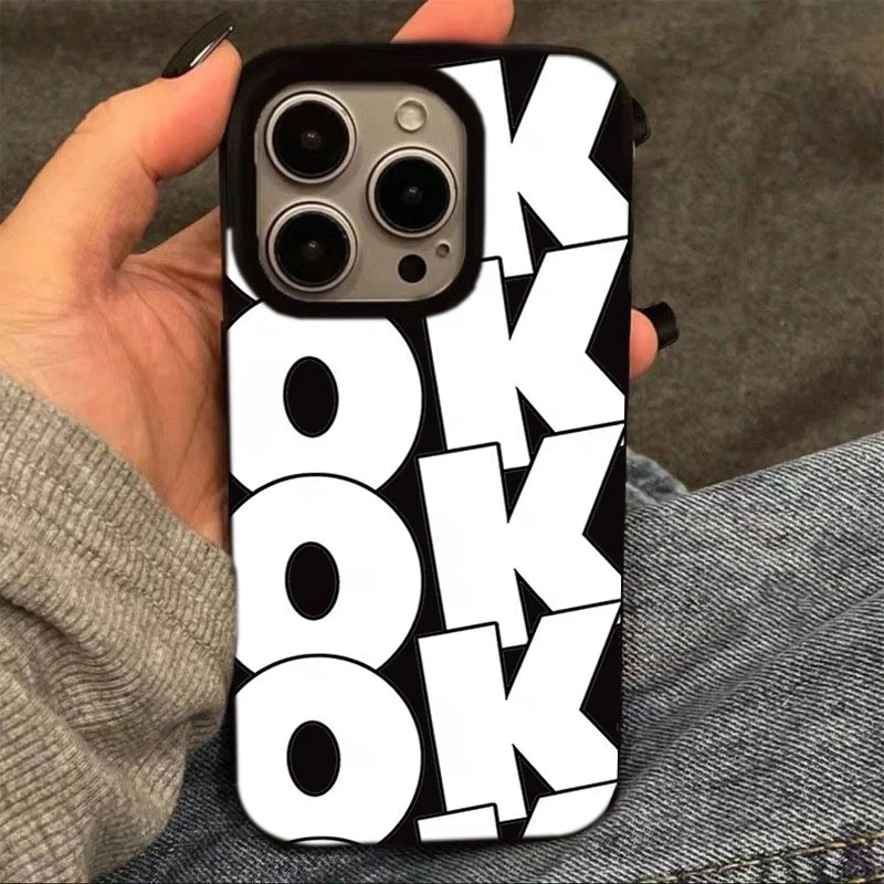 满屏OK适用苹果15手机壳iphone13亮面14promax新款12软11可爱女