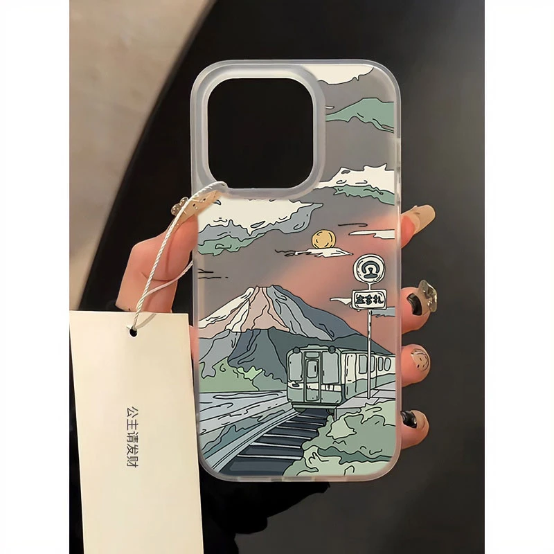 富士山下苹果14_15ProMax手机壳iPhone13软硅胶12磨砂11防摔xs