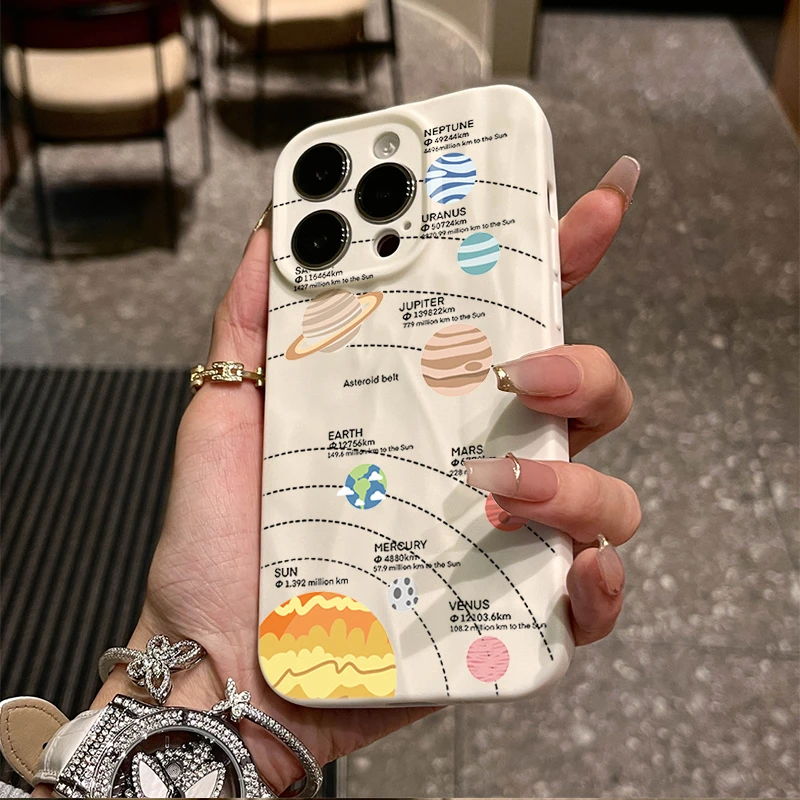 宇宙行星轨迹适用iphone14苹果15手机壳13p褶皱11promax/12防摔8p