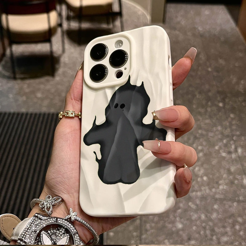 灰火焰人适用iphone16/15苹果12褶皱手机壳14promax卡通13软11xr8