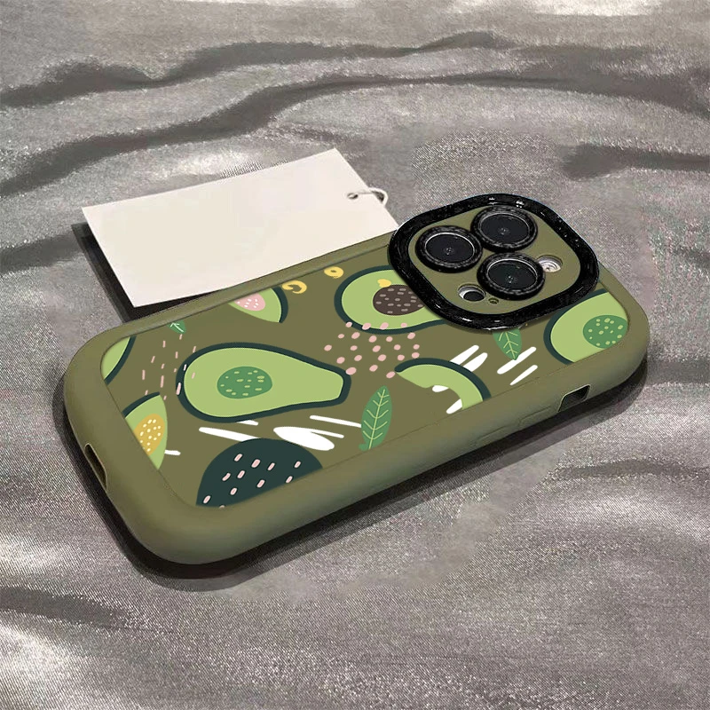 清新牛油果苹果14promax手机壳iphone15全包11硅胶13pro高级12p软