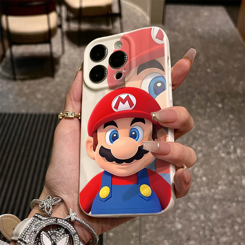 马里奥苹果iphone15P手机壳14promax褶皱13pro全包12 11 8 7软