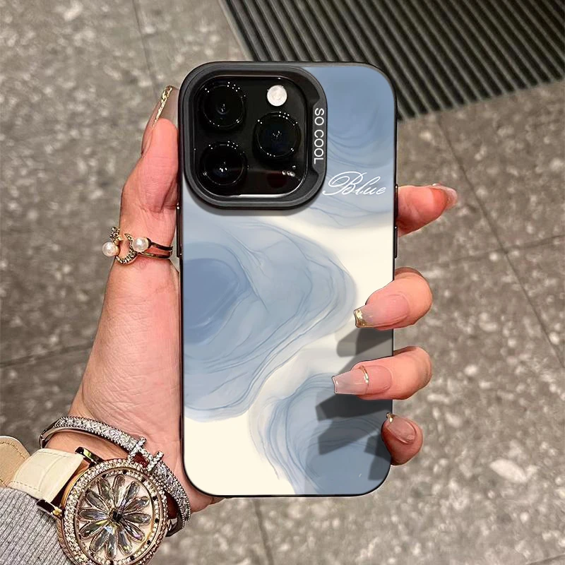 蓝色颜料iPhone15_14promax手机壳高级11苹果13P软硅胶12防摔XS套