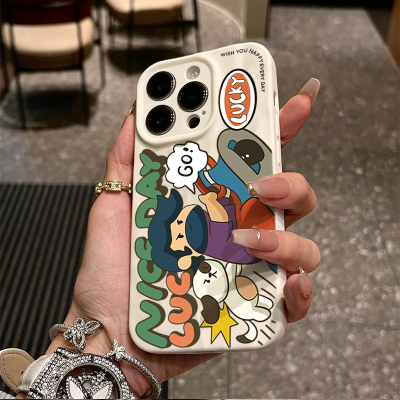 骑车胡子大叔苹果15promax褶皱手机壳iphone14全包13p12防摔11/12