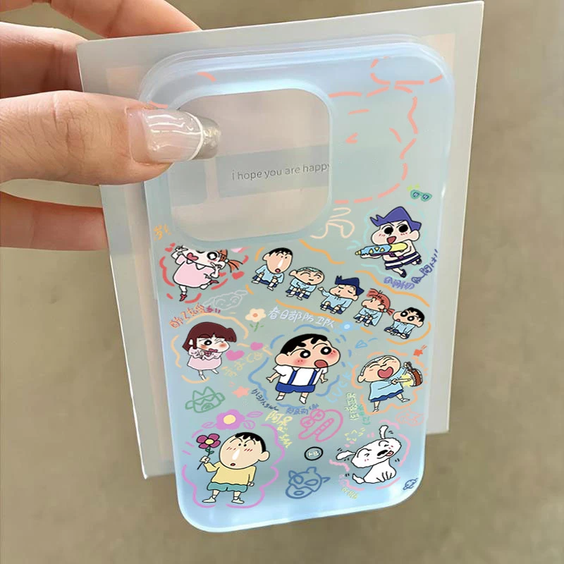 线条涂鸦小新适用iphone16/15苹果手机壳SE2软14promax13磨砂1211