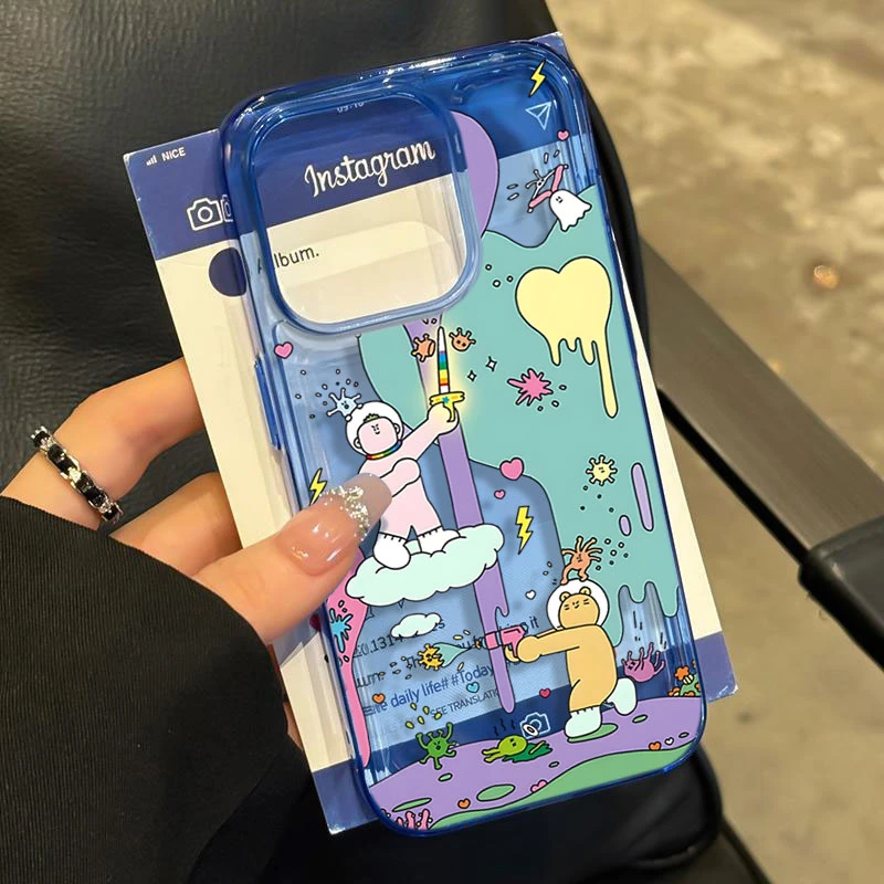 卡通细菌涂鸦适用iphone16/15p/14promax苹果11手机壳13软胶12pm8