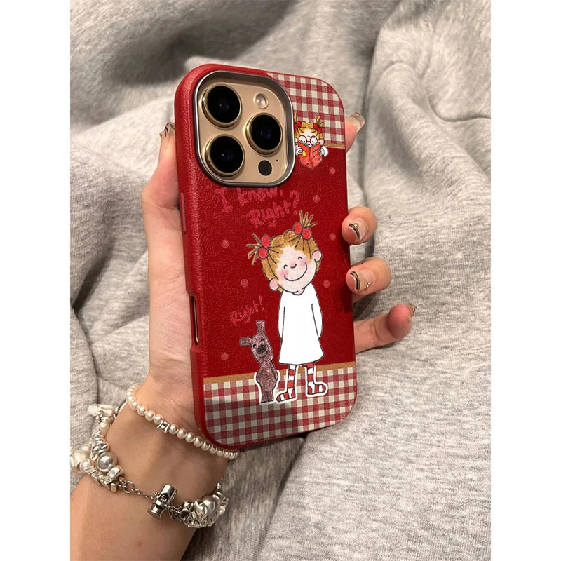 COCO酱女孩适用苹果16ProMax手机壳皮纹iphone1514高级131211防摔