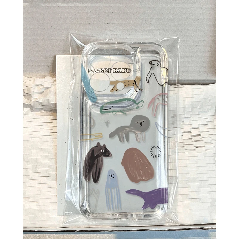 抽象水母大象适用iphone16/15promax手机壳苹果13/12/11透明14p