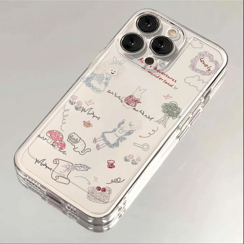 卡通插画苹果15手机壳iphone14promax高级13硅胶12透明11全包XSXR