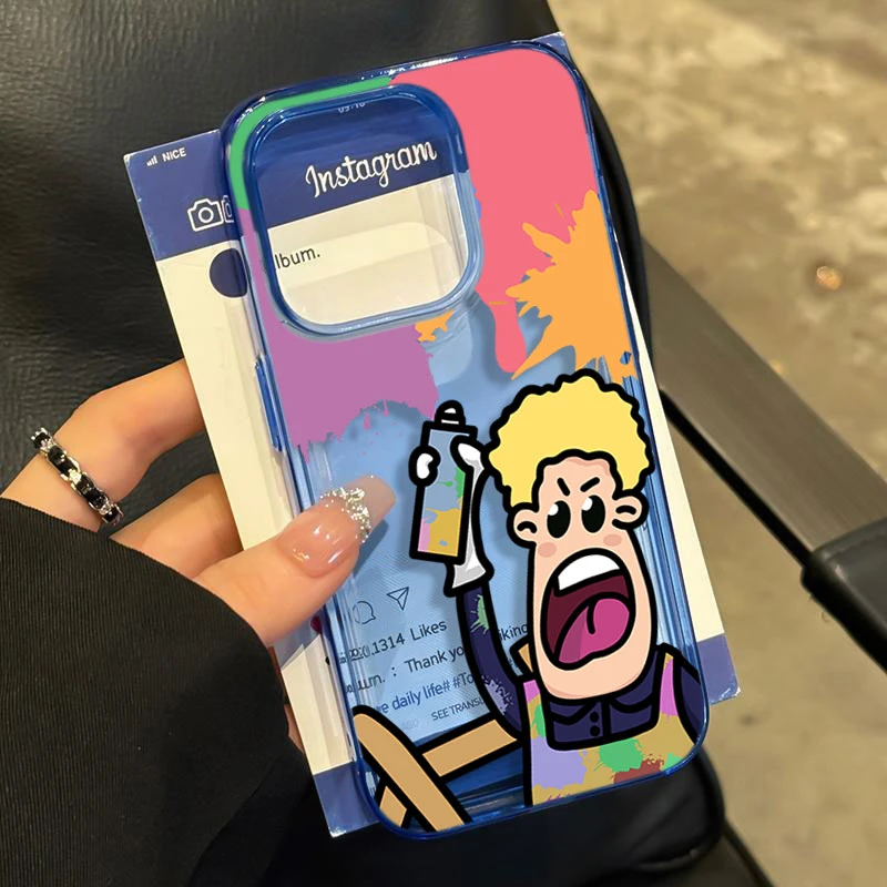 涂鸦男孩适用iphone15 14promax苹果11手机壳13软胶12防摔8xr卡通