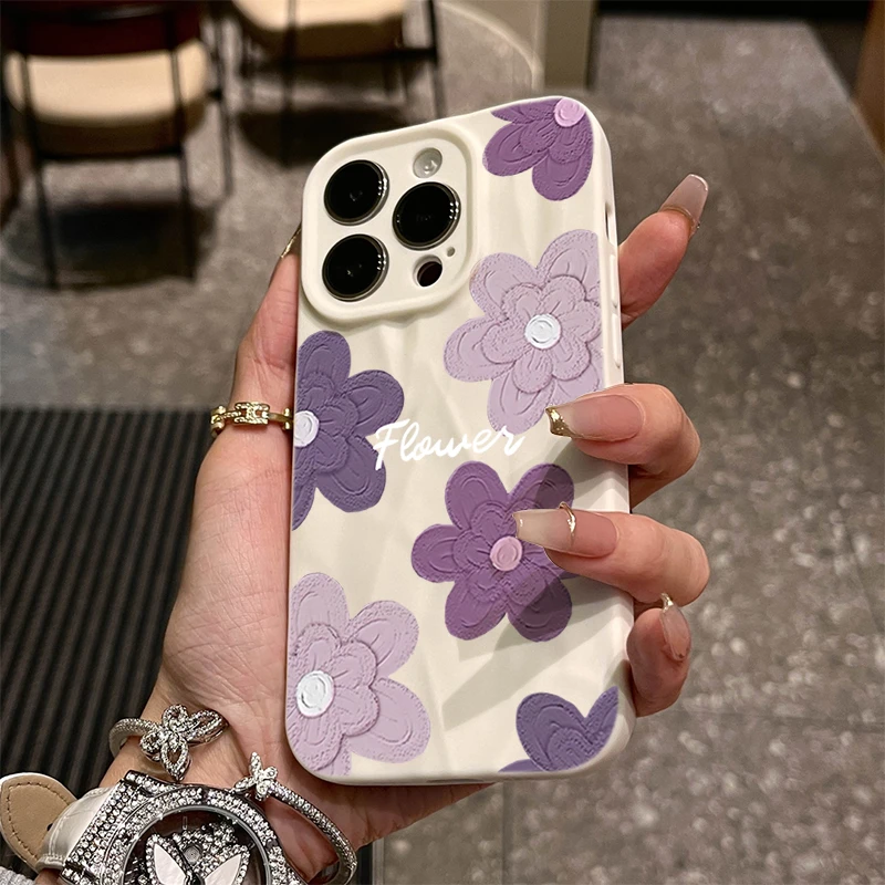 彩绘山茶花iphone15苹果手机壳14promax褶皱13pro高级12全包11