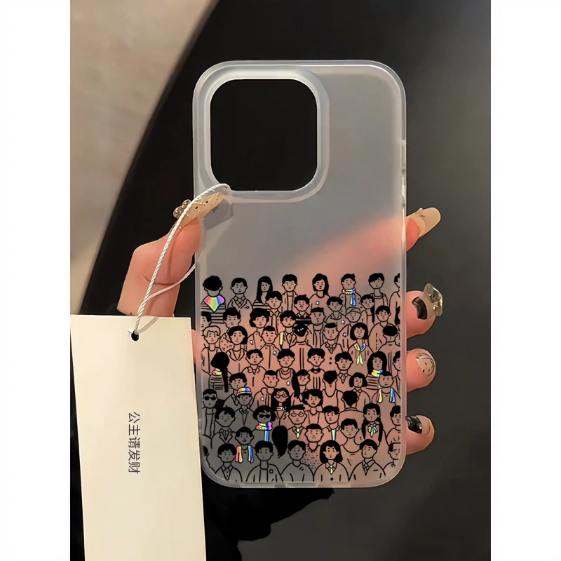 个性艺术群众iPhone15/14promax磨砂手机壳11苹果13/12xr软11卡通