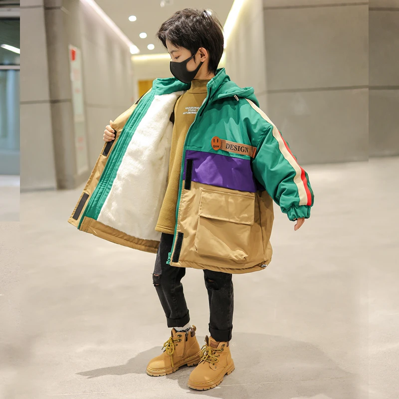 男童冬装工装派克棉服2023新款儿童秋冬加厚棉袄男孩冬季洋气外套