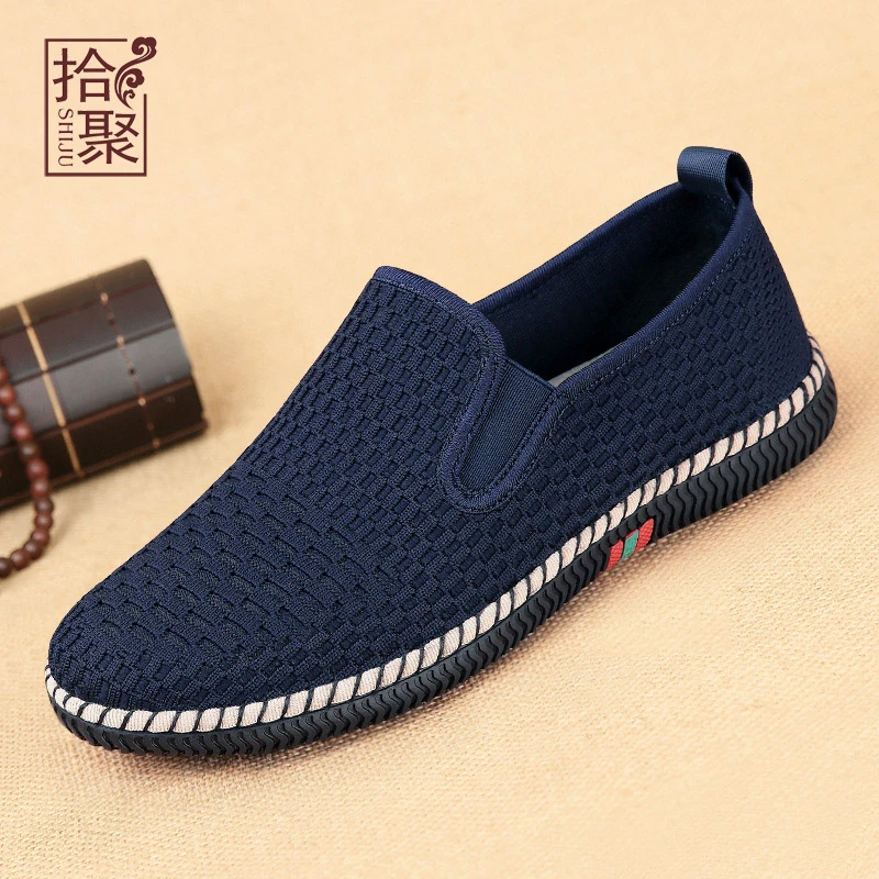 老北京布鞋一脚蹬中老年男鞋透气软底爸爸鞋春秋季新款男士休闲鞋