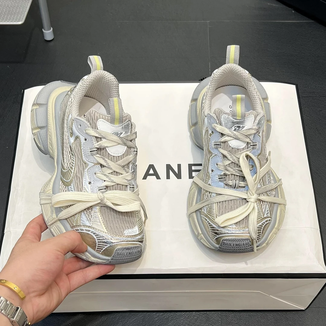 米娜家百搭潮流网面透气厚底休闲鞋