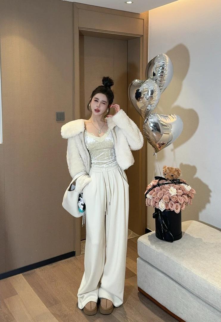 米娜家【雪国公主】宽松时尚气质颗粒羊毛大翻领外套