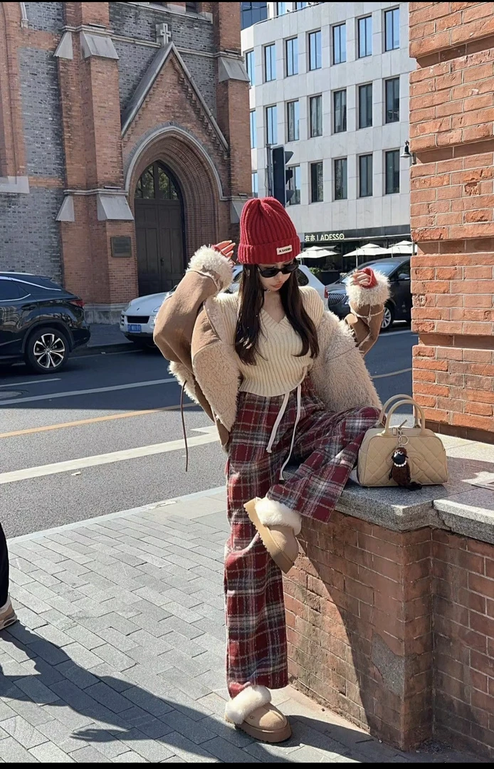 米娜家【你美式吧】连帽宽松减龄显瘦麂皮绒加厚皮毛一体外套