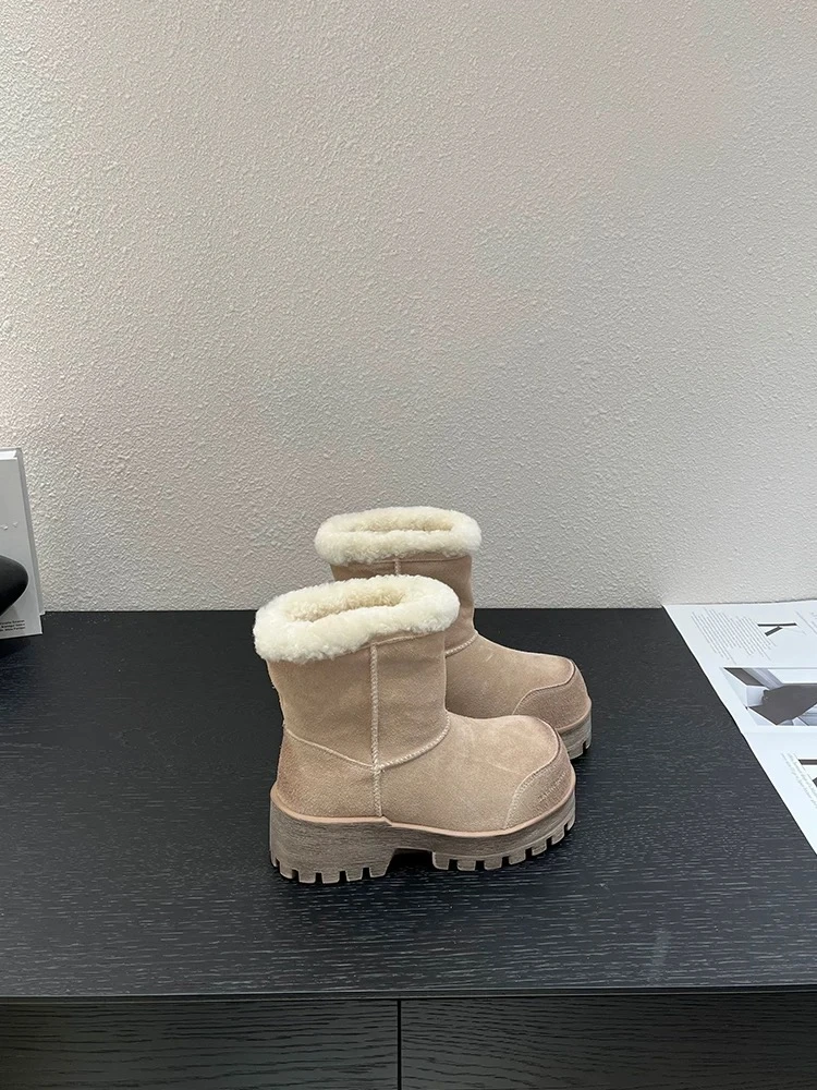 米娜家保暖冬季加厚短筒雪地靴