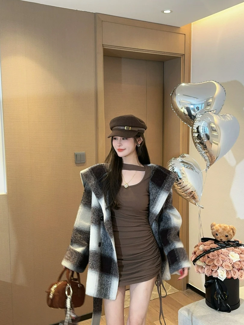 米娜家【归国富姐】20four原版复古格双面羊绒腰带大衣