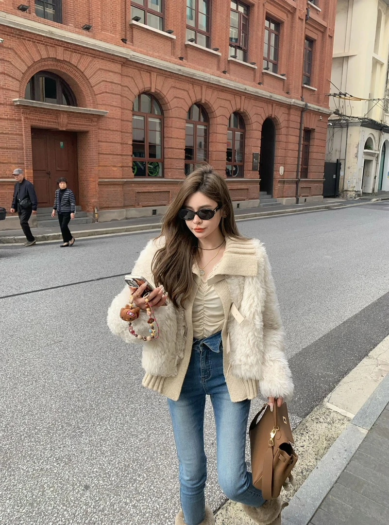 米娜家【童话故事】时尚气质托斯卡纳皮毛一体外套