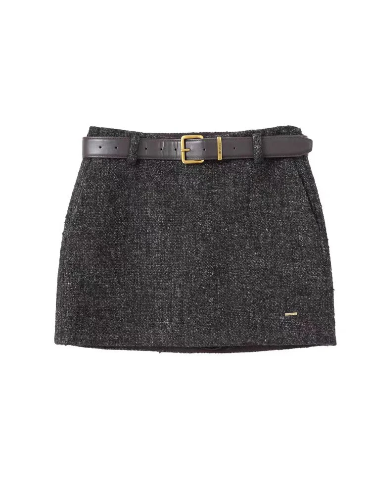 【景致买手店】AVVENN 2024 冬季新品利落直筒A型短裙