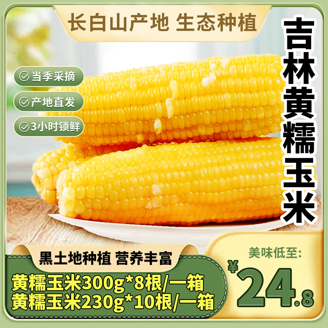 长白山黄糯玉米东北正宗糯香精选大果香甜代餐东北黏玉米拉丝锁鲜