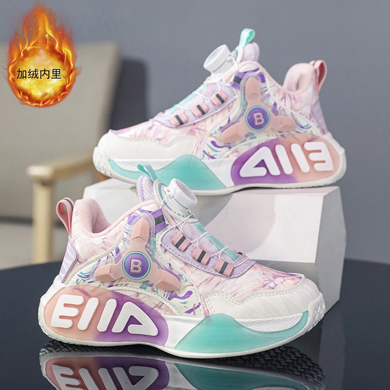 女孩篮球鞋二棉鞋爆款秋冬季新款皮面学生篮球运动鞋女孩轻便棉鞋