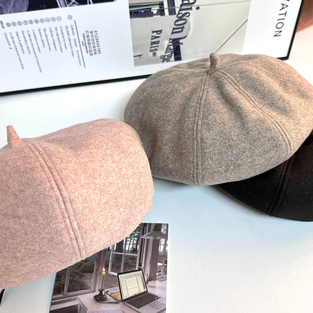 贝雷帽女秋冬季新款八角画家帽休闲百搭报童帽子复古英伦帽子