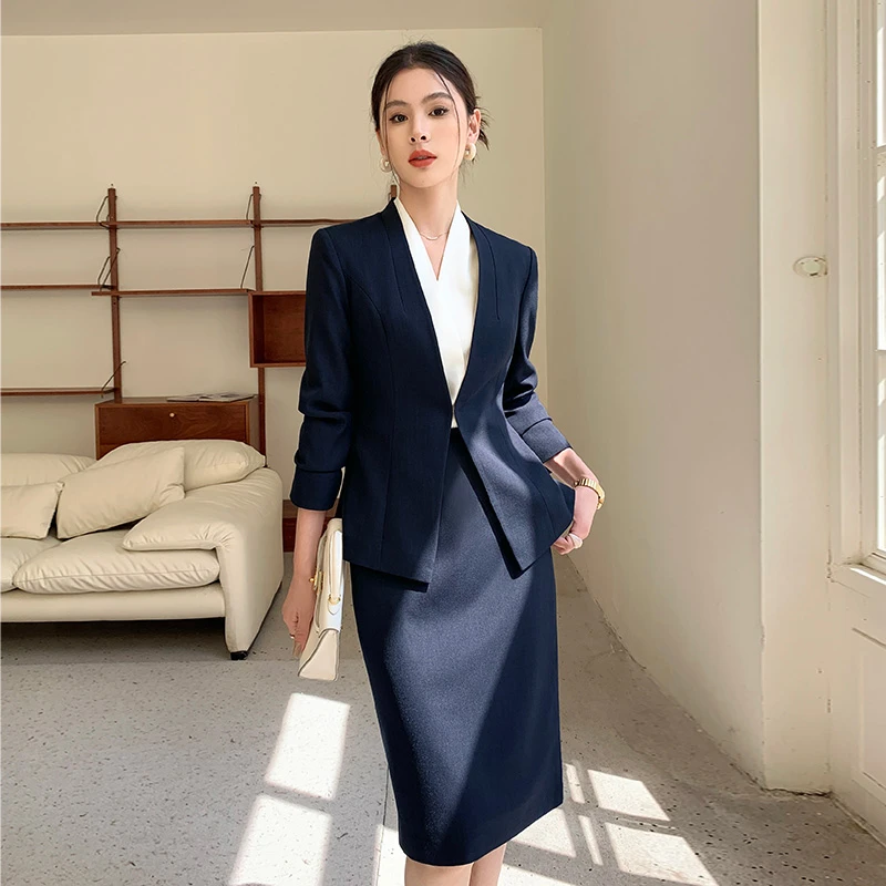 职业套装女春夏新款西装酒店前台领班工装套裙珠宝店美容院工作服