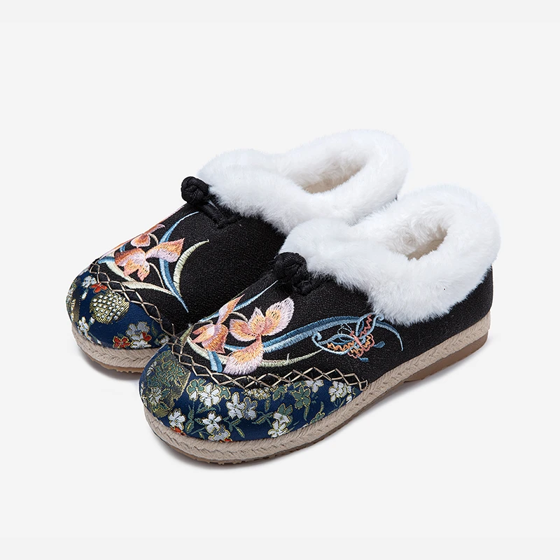 新款绣花国风冬季中国风加绒保暖民族风加厚棉鞋/1202-30