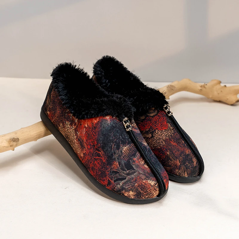 原创软底透气圆头棉鞋中式刺绣绣花百搭布鞋3033-1