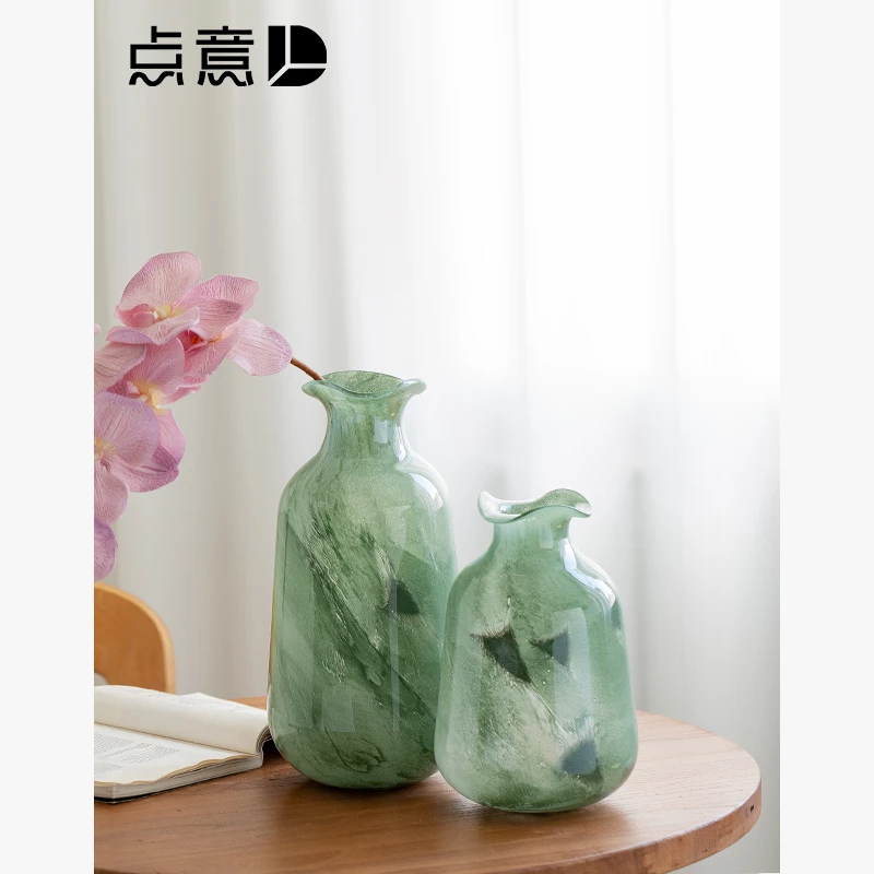 绿野仙踪飘点细口琉璃摆设荷叶边花瓶手工家居好物设计师艺术摆设