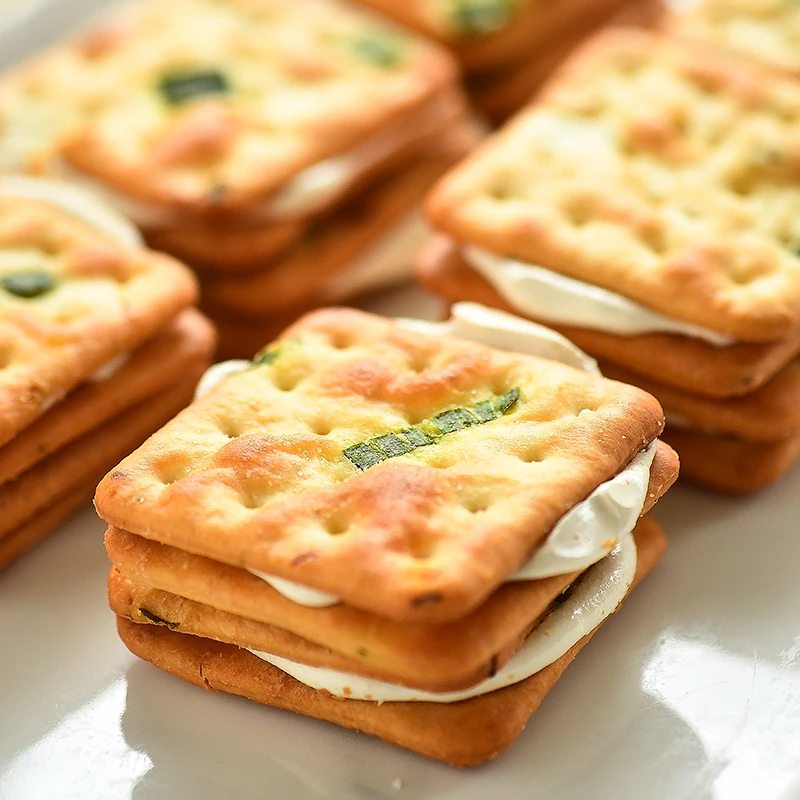 香葱牛轧糖夹心饼干 酥脆咸甜拉丝牛乳手工网红休闲零食