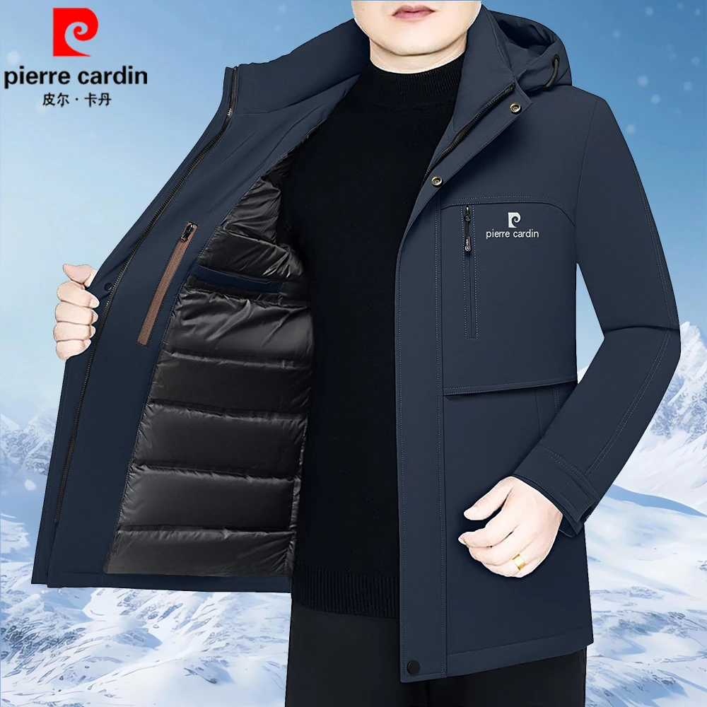 皮尔卡丹2025冬季中长款羽绒服男上衣加厚保暖男装新款外套