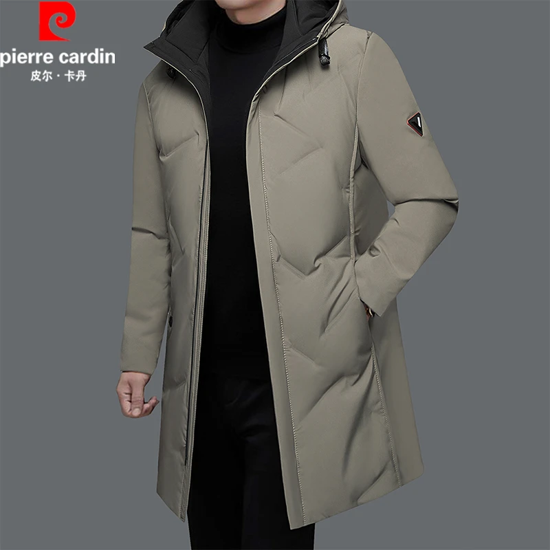 皮尔卡丹男士品牌羽绒服男中长款2025男式上衣爆款连帽冬季外套