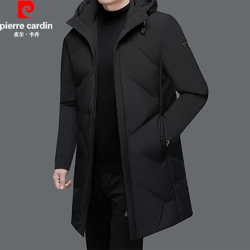 皮尔卡丹男士品牌羽绒服男中长款2025男式上衣爆款连帽冬季外套