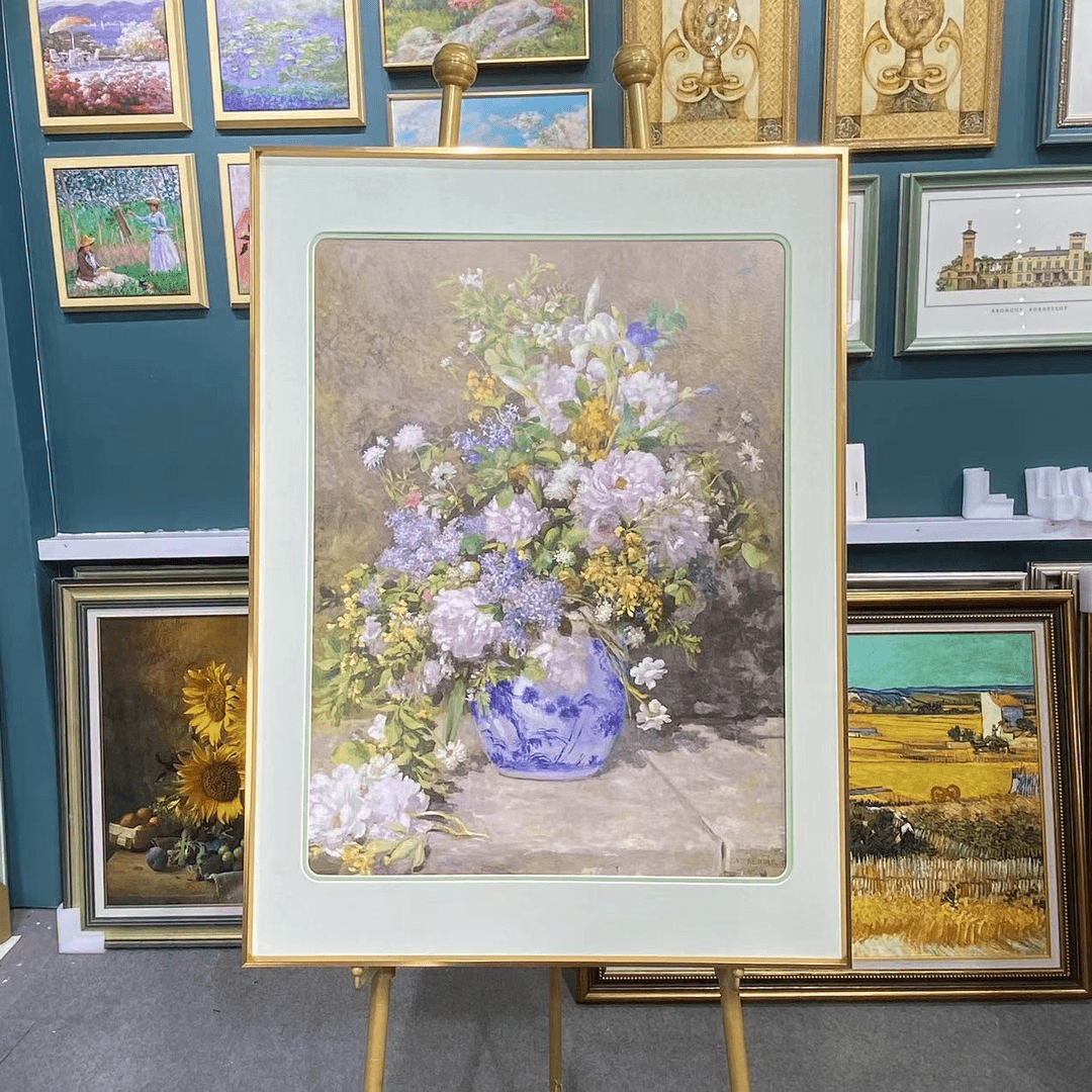 雷诺阿春之花束55*75世界名画限量复刻版画立体装裱花卉油画客厅