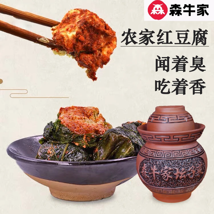 森牛家四川地道传统菜叶包的红豆腐下饭菜无油手工霉豆腐400g