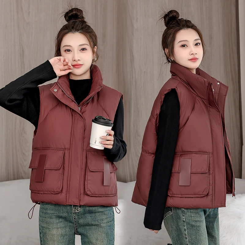 2025秋冬季新款立领女式棉马甲时尚宽松棉坎肩加厚保暖外穿棉背心