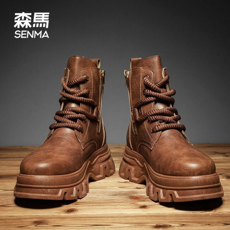 SENMA/森马男鞋新款春秋防滑厚底运动户外登山工装休闲百搭马丁靴