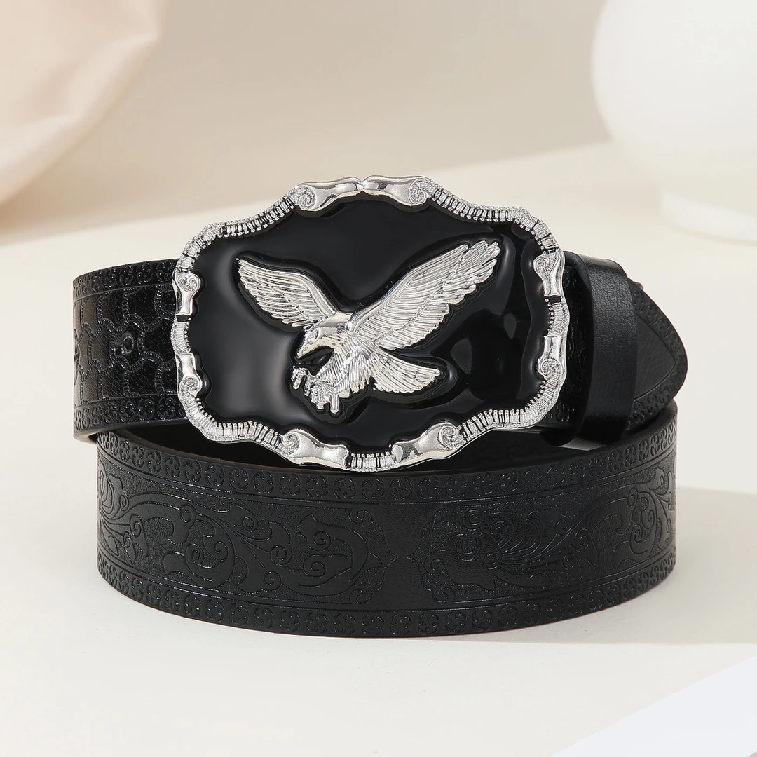 新款男士雄鹰扣霸气皮带潮流平滑时尚复古休闲百搭商务个性皮带