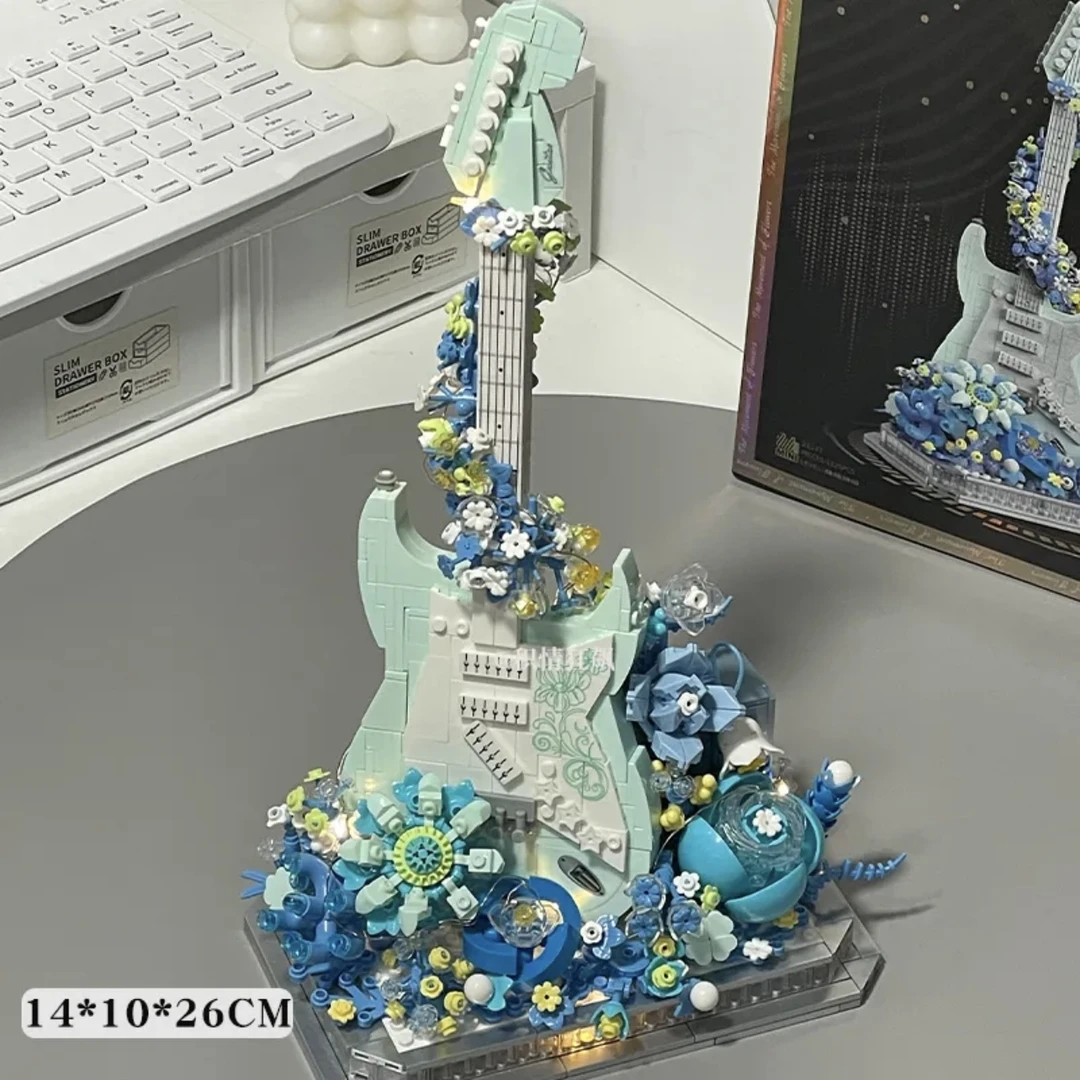 小提琴吉他积木花束成人版小颗粒拼装女孩系列情人节礼物送女生