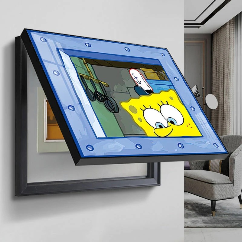 海绵宝宝电表箱装饰画配电箱遮挡艺术家居餐厅客厅挂画墙面壁画