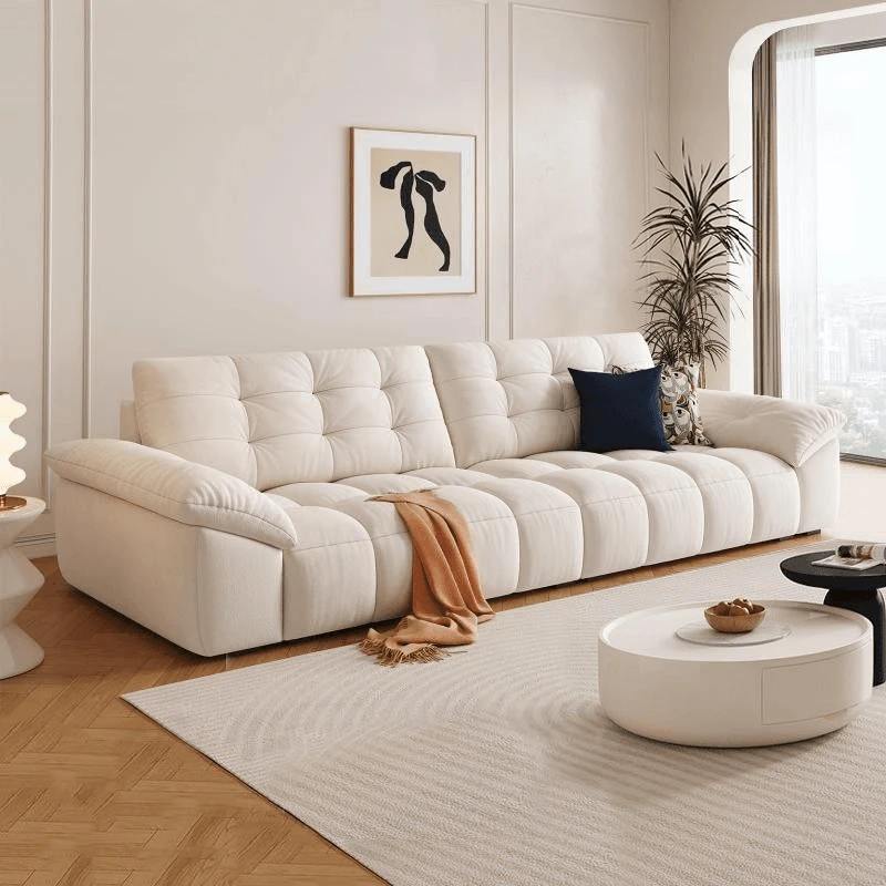 F35-1德诺猫抓艺沙发现代简约奶油风客厅小户型棉花糖沙发高靠背