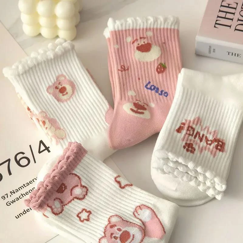 【新人福利】袜子女草莓熊中筒袜学生百搭秋冬潮流女袜运动袜