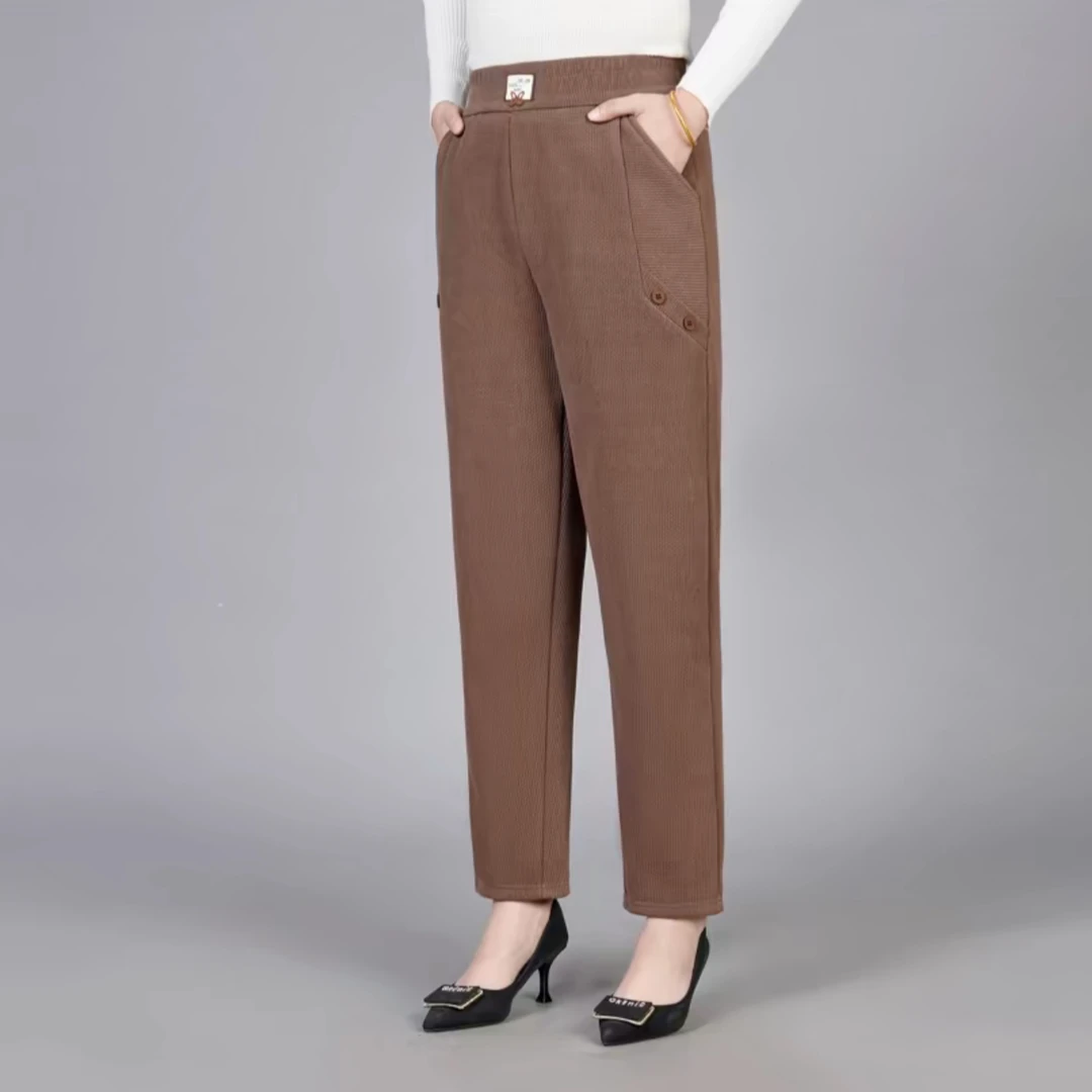 大码早春新款松紧腰条纹百搭洋气显瘦时尚高腰宽松休闲裤