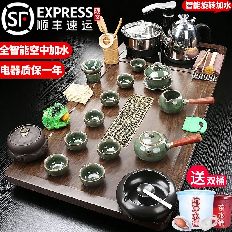 茶具套装全套大号茶盘茶台家用一体整套功夫泡烧水壶4-6人
