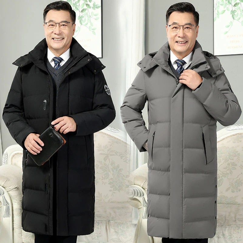 波司登新款中老年羽绒服男加厚长款过膝爸爸装大码宽松中年羽绒保
